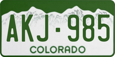CO license plate AKJ985