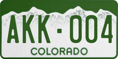 CO license plate AKK004