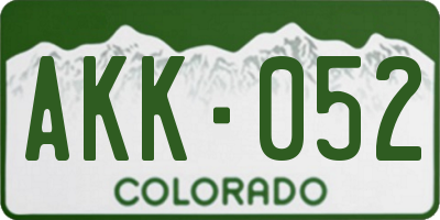 CO license plate AKK052