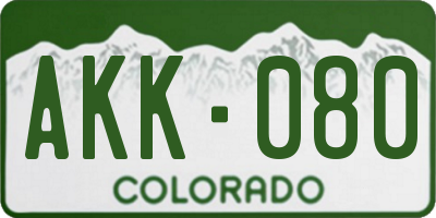 CO license plate AKK080