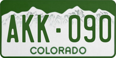 CO license plate AKK090