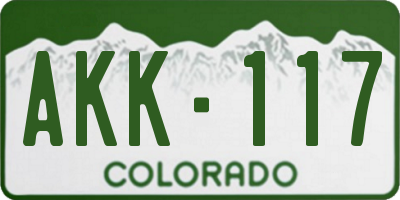 CO license plate AKK117