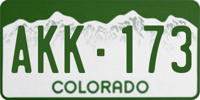 CO license plate AKK173