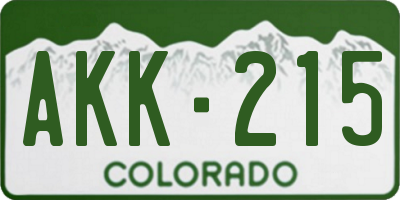 CO license plate AKK215