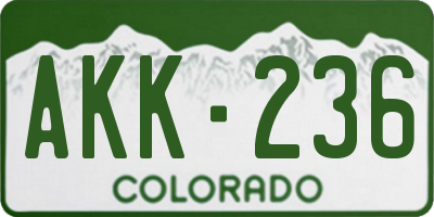 CO license plate AKK236