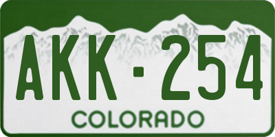 CO license plate AKK254