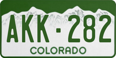 CO license plate AKK282