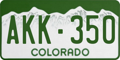 CO license plate AKK350