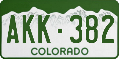 CO license plate AKK382