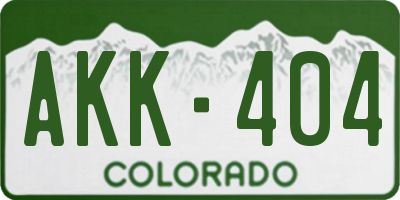 CO license plate AKK404