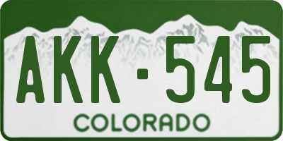 CO license plate AKK545
