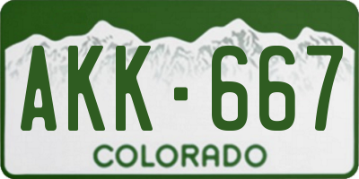 CO license plate AKK667