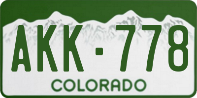 CO license plate AKK778