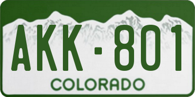 CO license plate AKK801