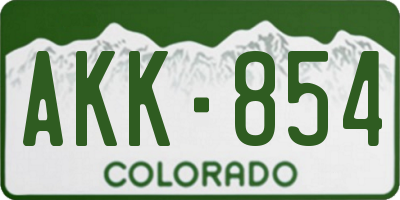 CO license plate AKK854