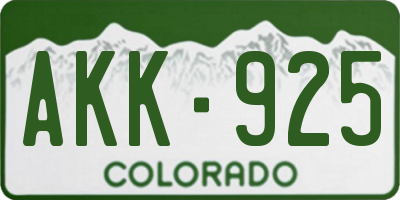 CO license plate AKK925