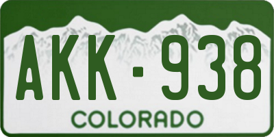 CO license plate AKK938