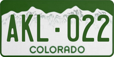 CO license plate AKL022