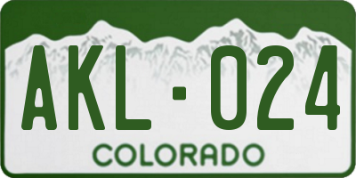 CO license plate AKL024