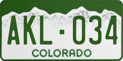 CO license plate AKL034