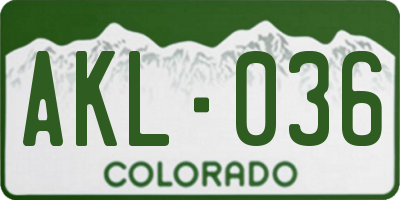 CO license plate AKL036