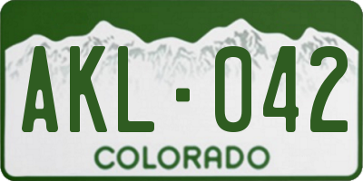 CO license plate AKL042