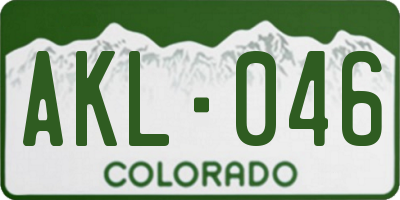 CO license plate AKL046