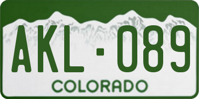 CO license plate AKL089