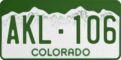 CO license plate AKL106