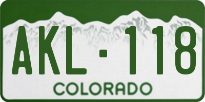 CO license plate AKL118