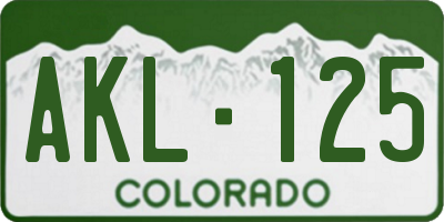 CO license plate AKL125