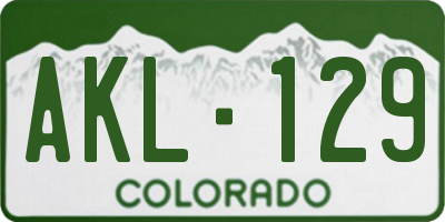 CO license plate AKL129