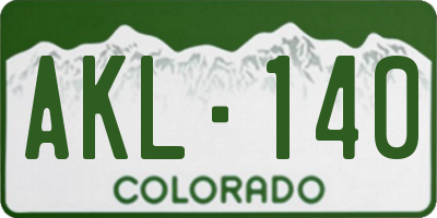CO license plate AKL140