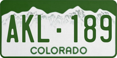 CO license plate AKL189