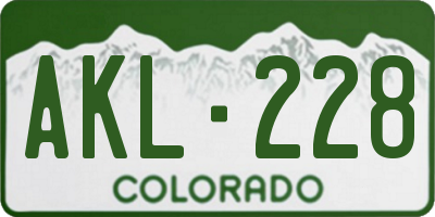 CO license plate AKL228