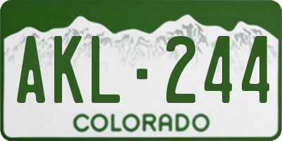 CO license plate AKL244