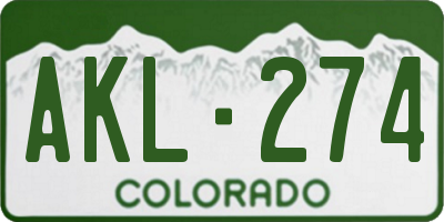 CO license plate AKL274