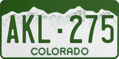 CO license plate AKL275