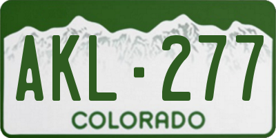 CO license plate AKL277