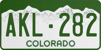 CO license plate AKL282