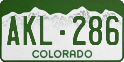 CO license plate AKL286