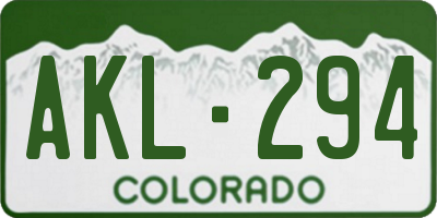 CO license plate AKL294