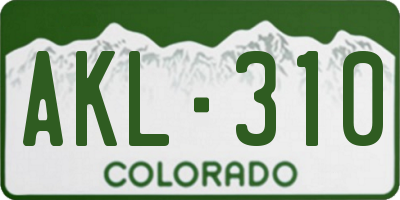 CO license plate AKL310