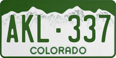 CO license plate AKL337