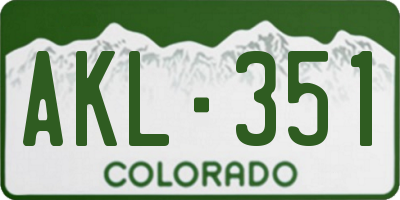 CO license plate AKL351