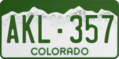 CO license plate AKL357