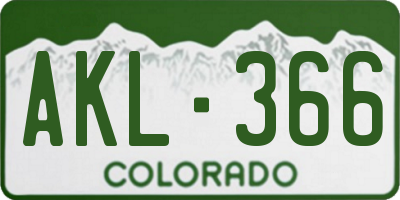 CO license plate AKL366