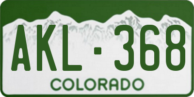 CO license plate AKL368