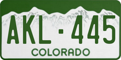 CO license plate AKL445