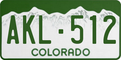 CO license plate AKL512